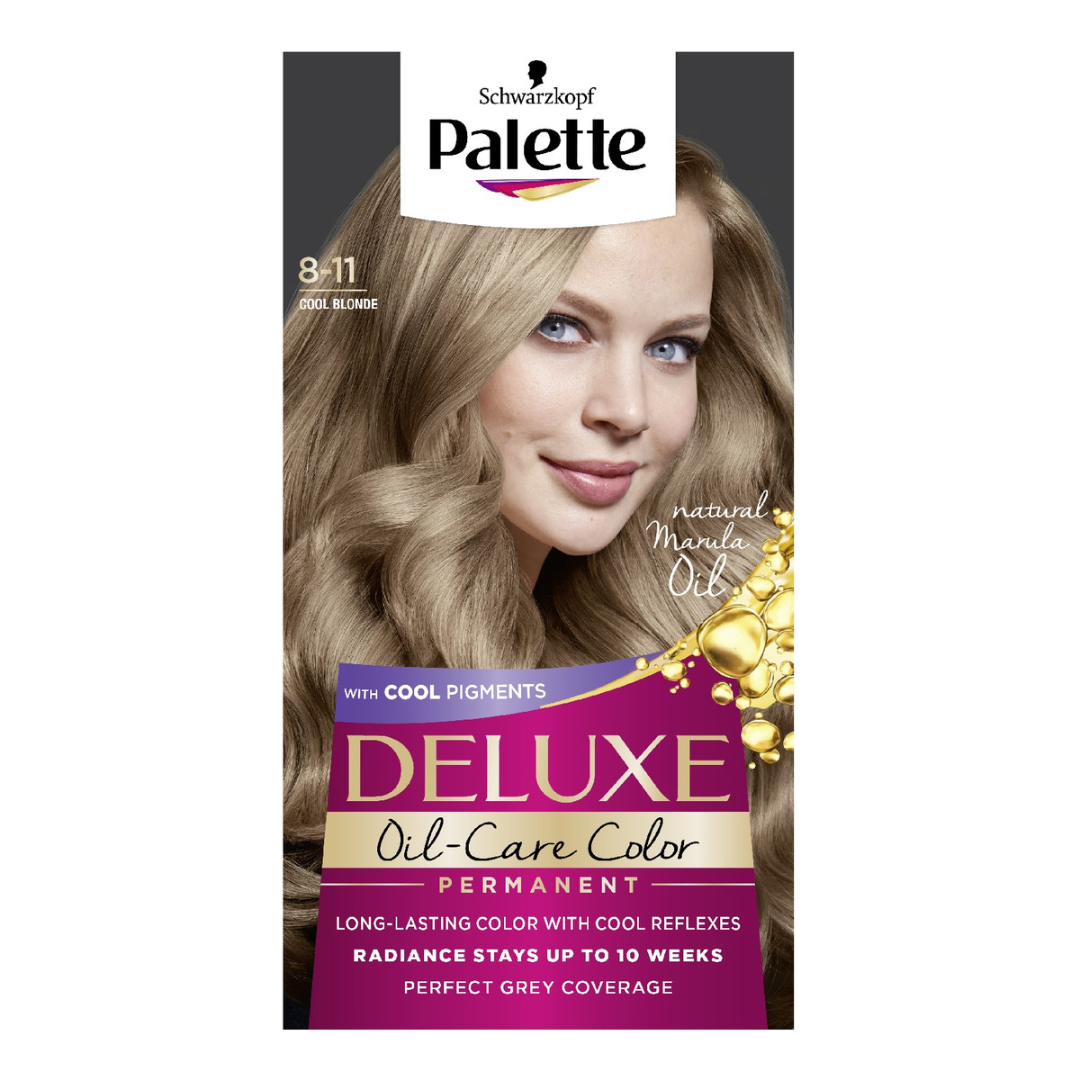 Palette Deluxe oil-care color farba do włosów trwale koloryzująca z mikroolejkami 8-11 chłodny blond
