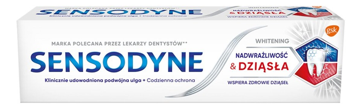 Nadwrażliwość & dziąsła whitening pasta do zębów z fluorkiem