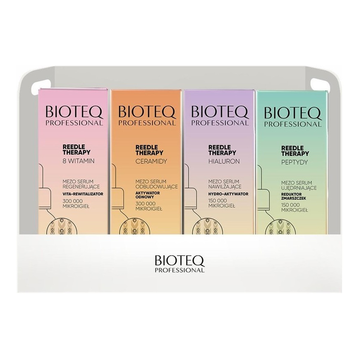 Bioteq Professional Zestaw 4x 30ml Serum do twarzy z mikroigłami Ceramidy Peptydy Hialuron Witaminy