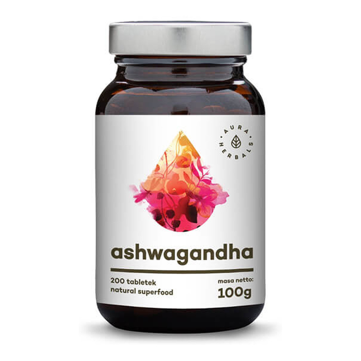 Aura Herbals Suplement diety sproszkowany korzeń Ashwagandha 200 Tabletek 100g