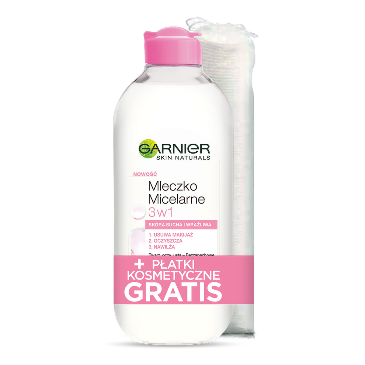 Garnier Skin Naturals Mleczko micelarne 3w1 - cera sucha i wrażliwa + płatki 400ml