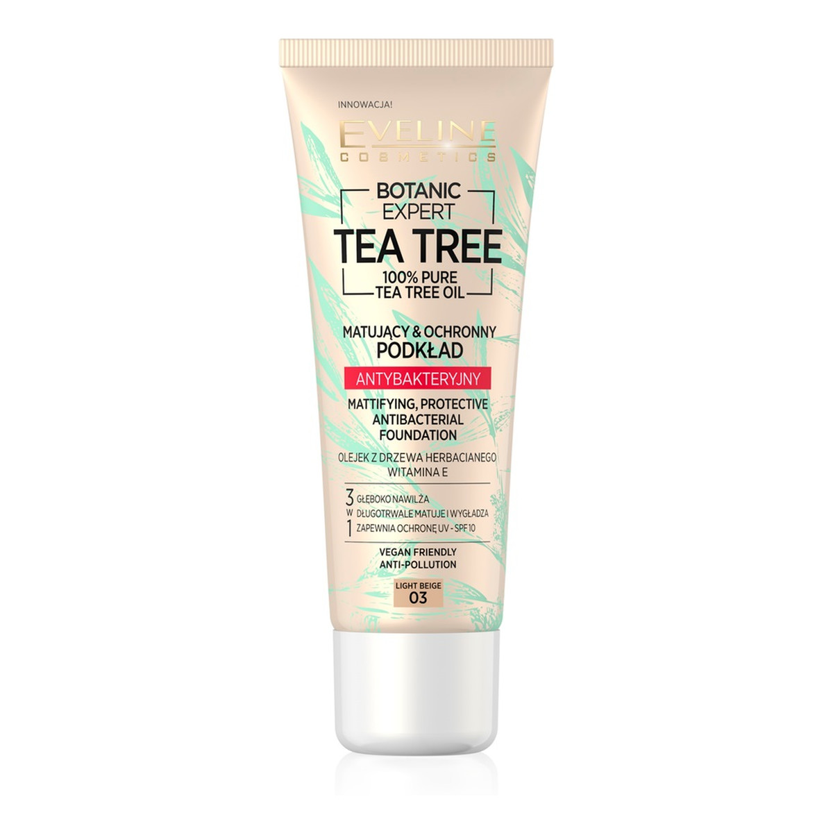 Eveline Botanic Expert Tea Tree Foundation matujący ochronny podkład antybakteryjny 30ml