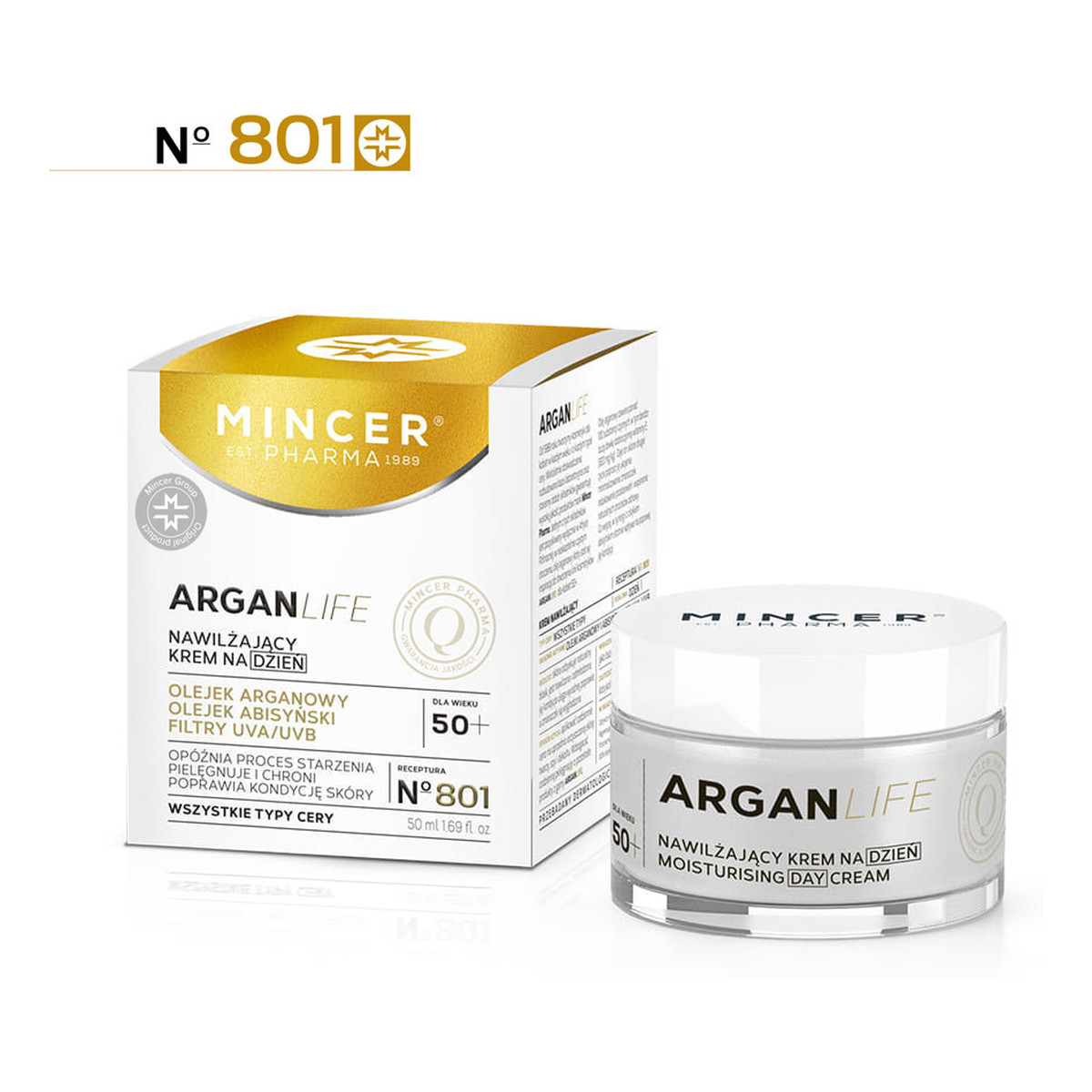 Mincer Pharma Argan Life 50+ Nawilżający Krem Na Dzień No801 50ml