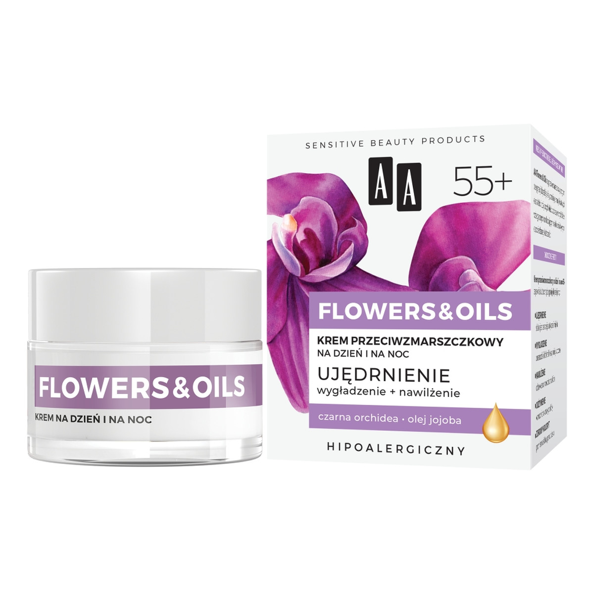 AA Flowers & Oils Krem przeciwzmarszczkowy na dzień i na noc - ujędrnienie 55+ 50ml