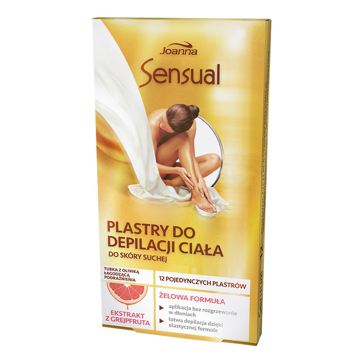 Joanna Sensual Plastry do depilacji ciała Grejpfrut skóra sucha 1op.-12szt