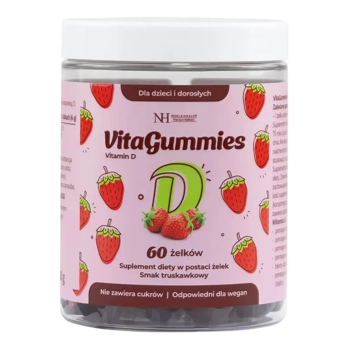 Noble Health VitaGummies Vitamin D suplement diety o smaku truskawkowym 60 Żelków