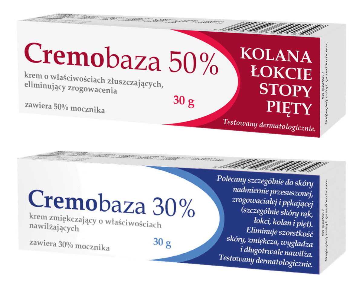 Krem 50% złuszczajacy eliminujący zrogowacenia + krem 30% zmiękczający