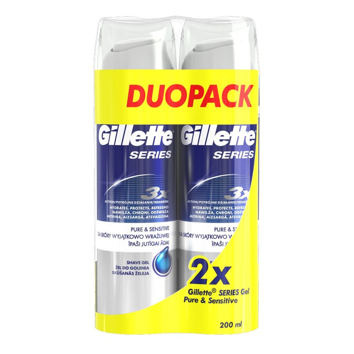 Gillette Series Pure & Sensitive Żel do golenia 2x 200ml