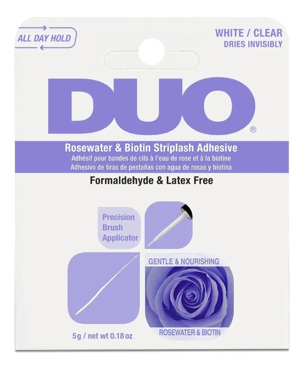 Duo rosewater & biotin striplash adhesive klej do rzęs clear