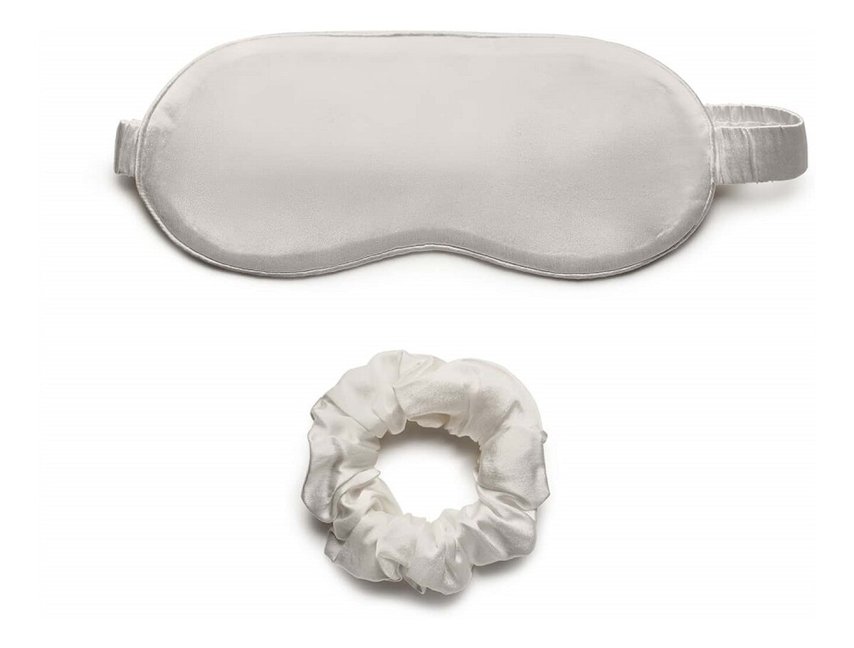 Zestaw maska do spania i gumka do włosów silver