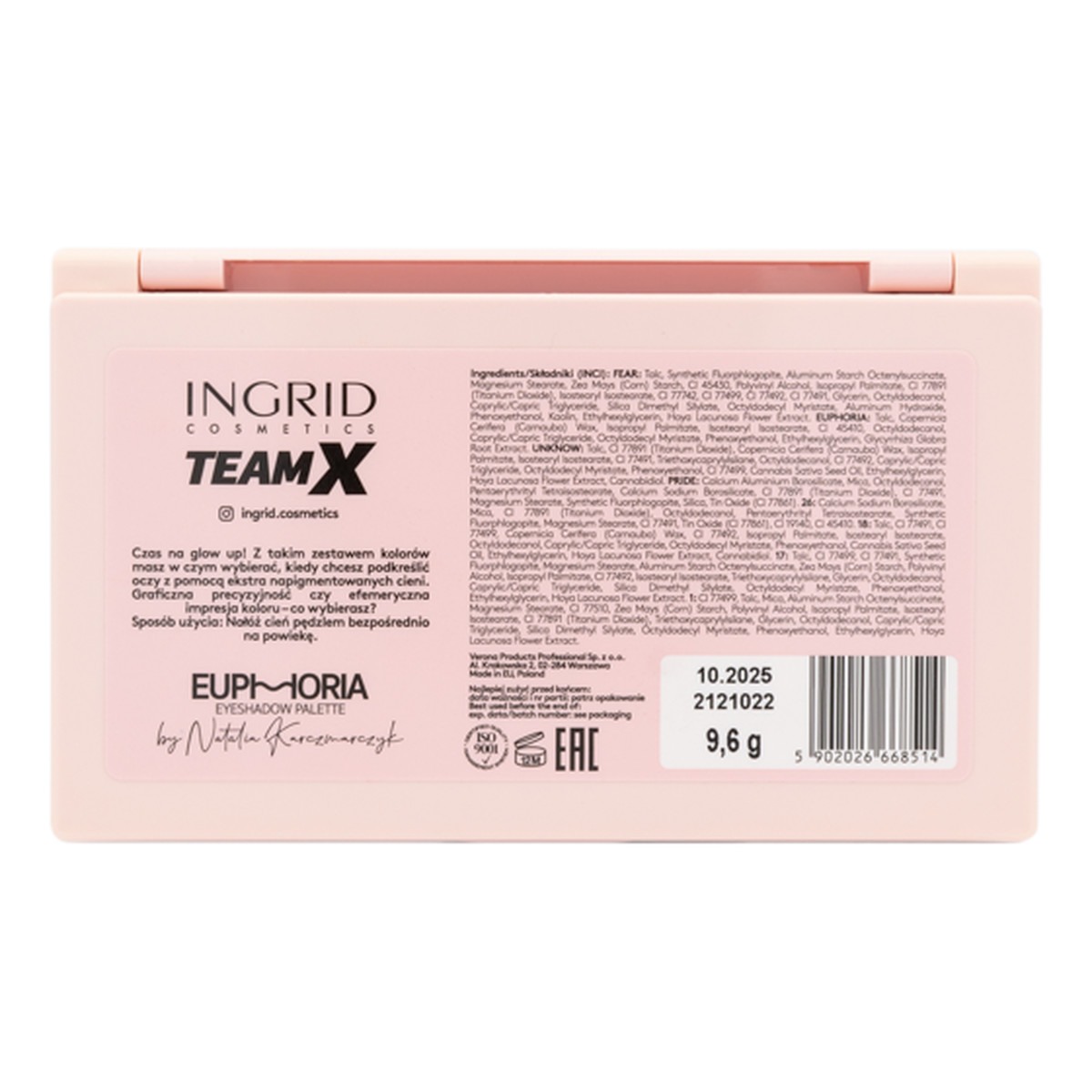 Ingrid Team X Paleta cieni do powiek Euphoria 9g