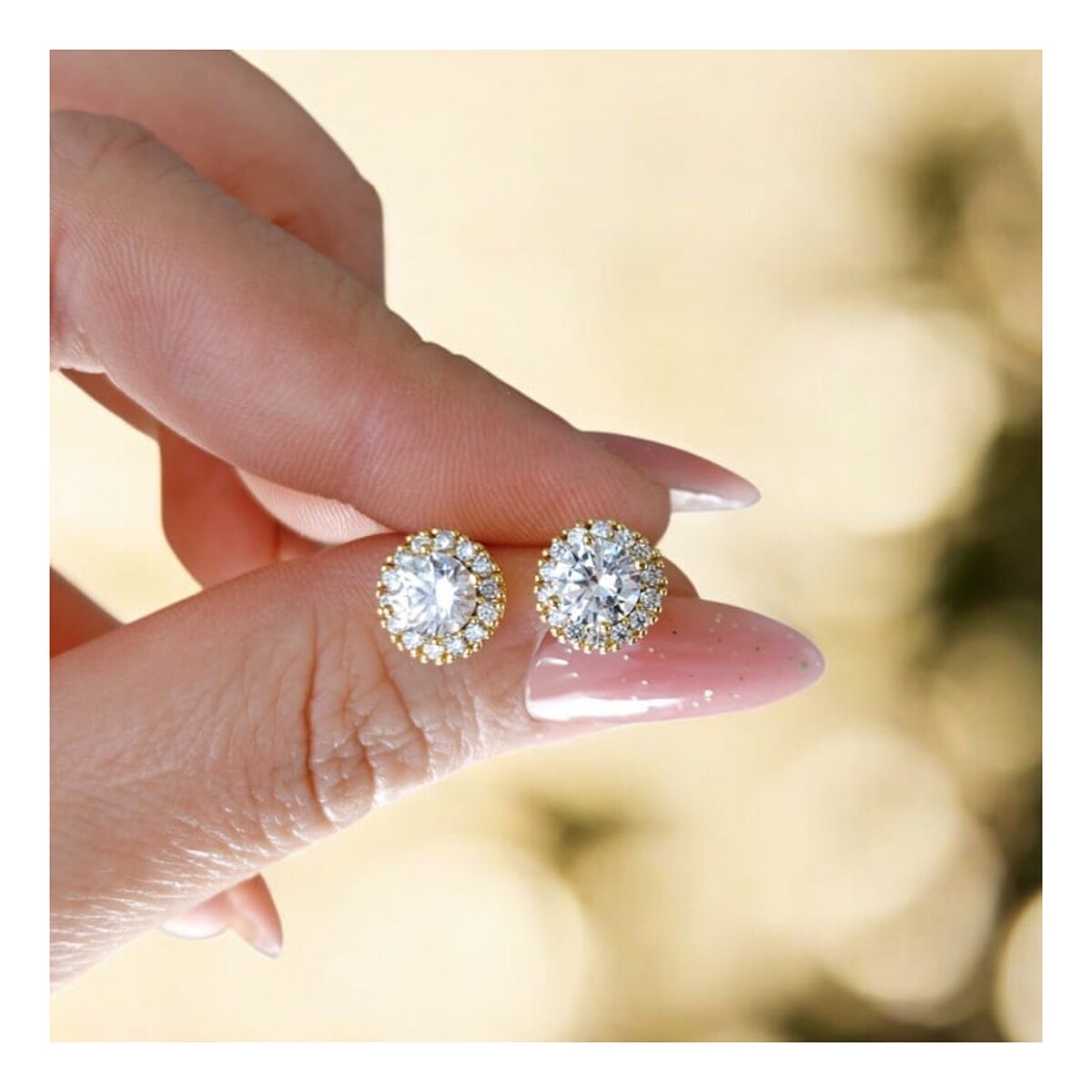 Ecarla Kolczyki ze stali szlachetnej pozłacane 14k złotem, z cyrkoniami Kst2859