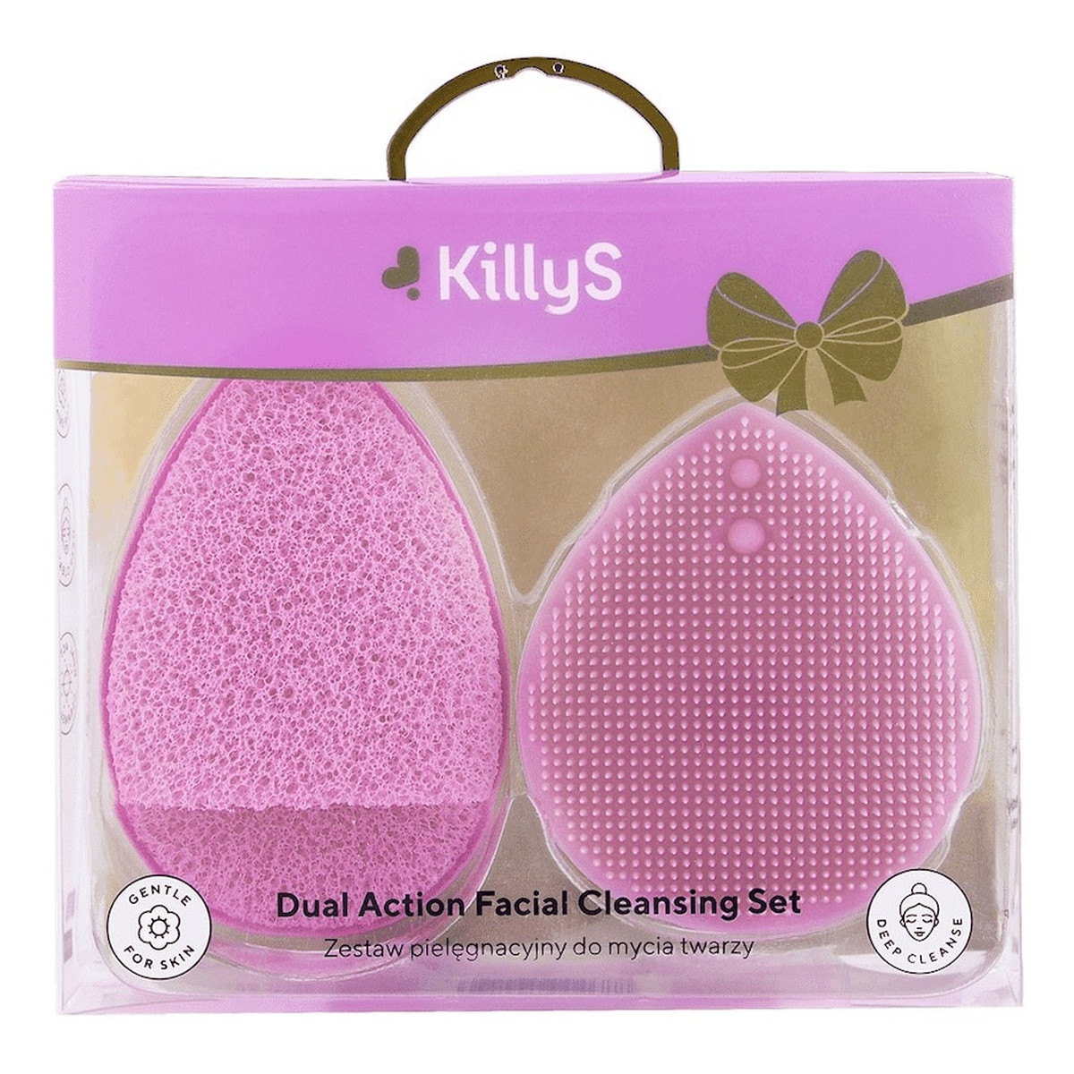 KillyS Dual Action Facial Cleansing Zestaw silikonowa szczoteczka do mycia twarzy + gąbka złuszczająca