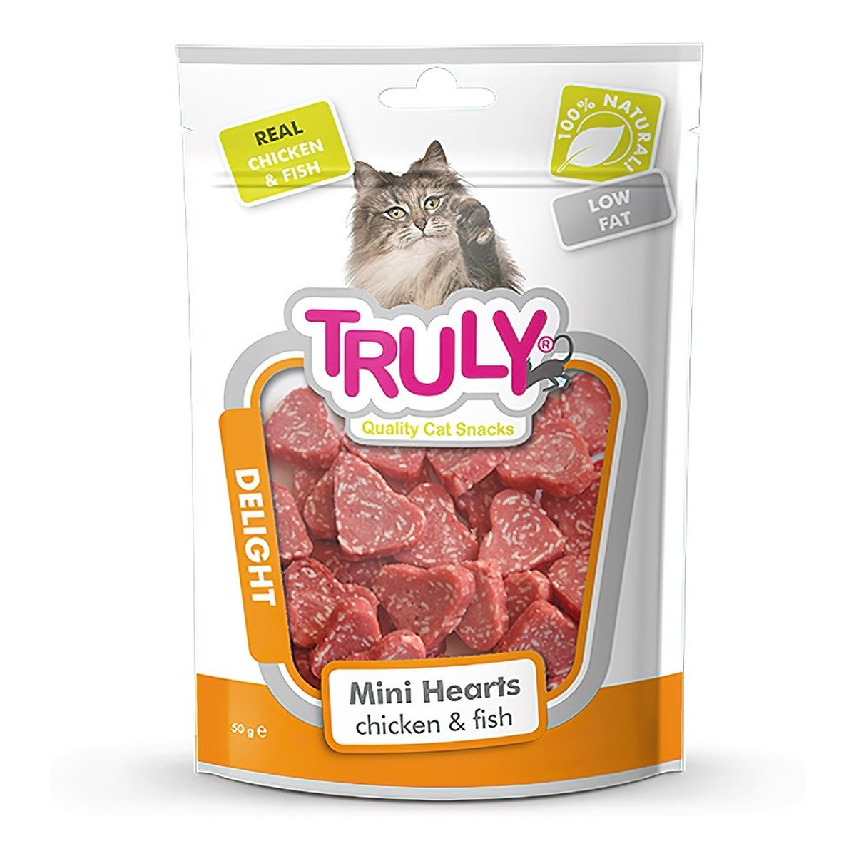 Truly Cat snacks przekąski dla kota delight mini serduszka-mintaj i kurczak 50g