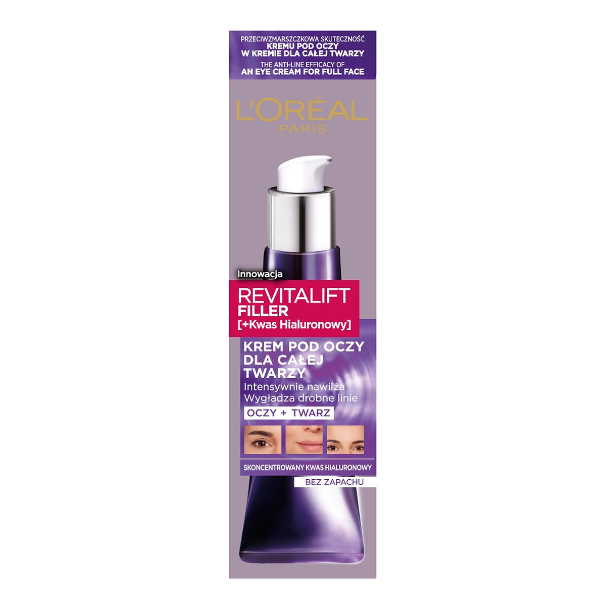 Loreal Revitalift Filler Kwas Hialuronowy Krem pod oczy i do całej twarzy 30ml