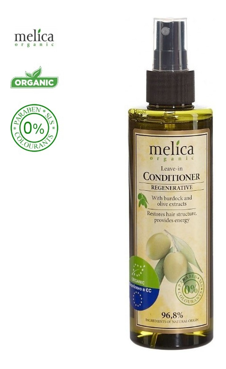 Odżywka organiczna do włosów wzmacniająca w Sprayu z ekstraktem z łopianu i oliwek