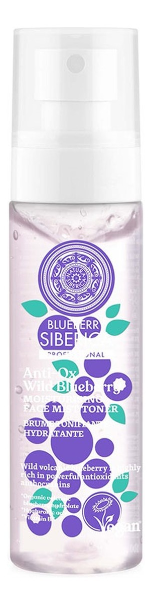 Blueberry siberica wegański nawilżający tonik-mgiełka do twarzy