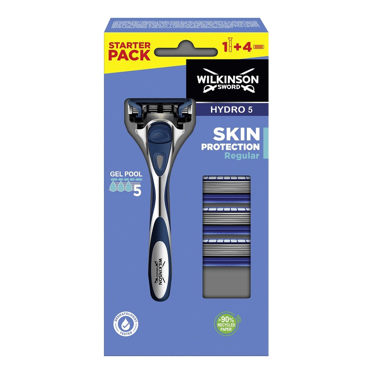 Wilkinson Hydro 5 Skin Protection Regular Maszynka do golenia z wymiennymi ostrzami dla mężczyzn 1szt + wkłady 4szt