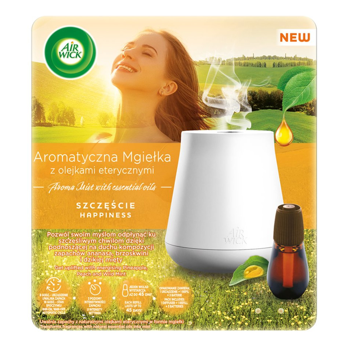 Air Wick Essential Mist Aroma automatyczny odświeżacz powietrza + wkład o zapachu ogórka i melona 20ml