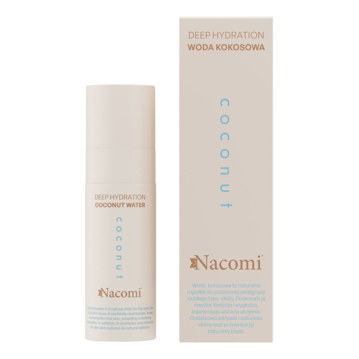 Nacomi Deep hydration Coconut Krem do twarzy + Serum + Żel do mycia twarzy + Woda kokosowa