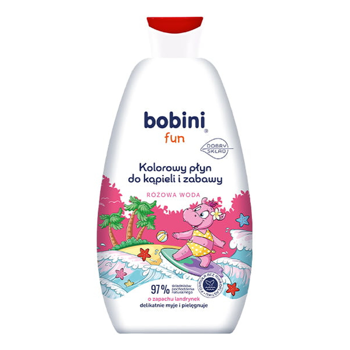 Bobini Fun kolorowy płyn do kapieli i zabawy różowa woda 500ml