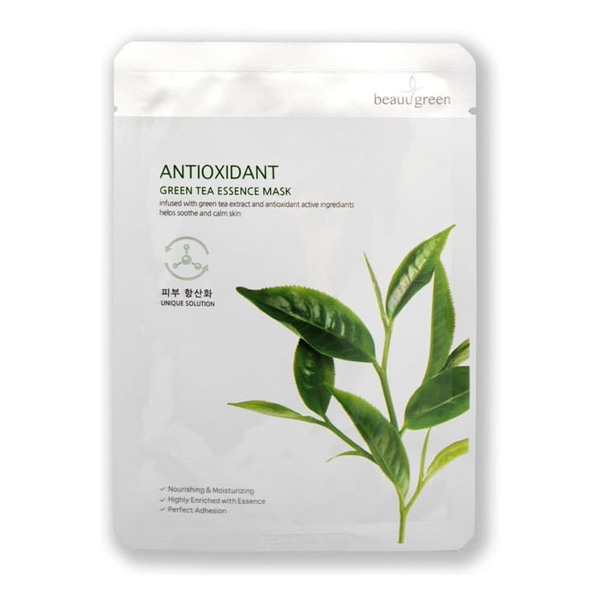 Beauugreen Antioxidant green tea essence mask antyoksydacyjna maseczka do twarzy zielona herbata 23g