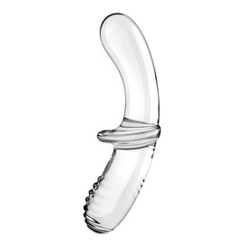 Double crystal dildo szklane transparent