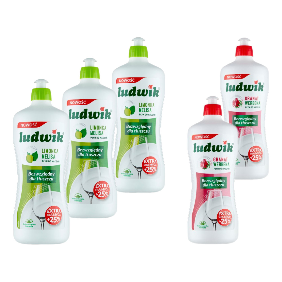 Ludwik Płyn do mycia naczyń 3x Limonka 2x Granat 5x900ml