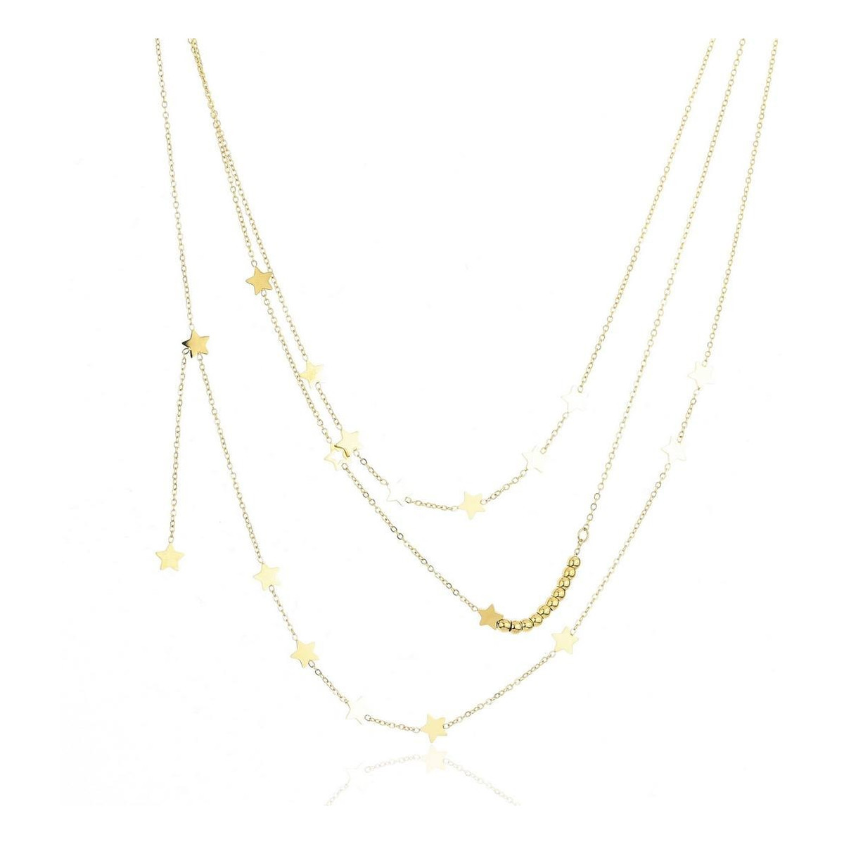 Ecarla Naszyjnik ze stali szlachetnej potrójny - z gwiazdkami
