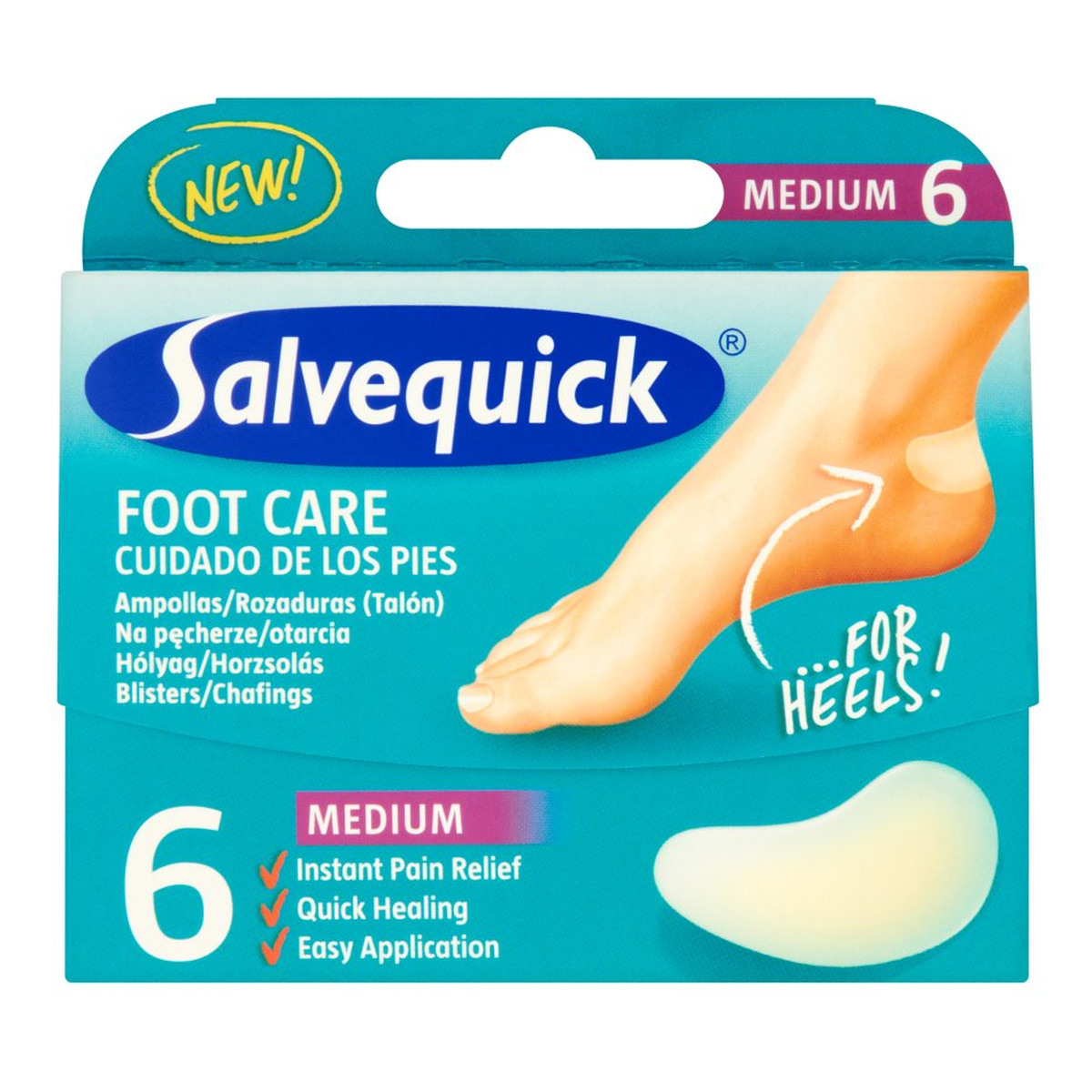 Salvequick Foot Care Medium Plastry na pęcherze i otarcia 6 szt.
