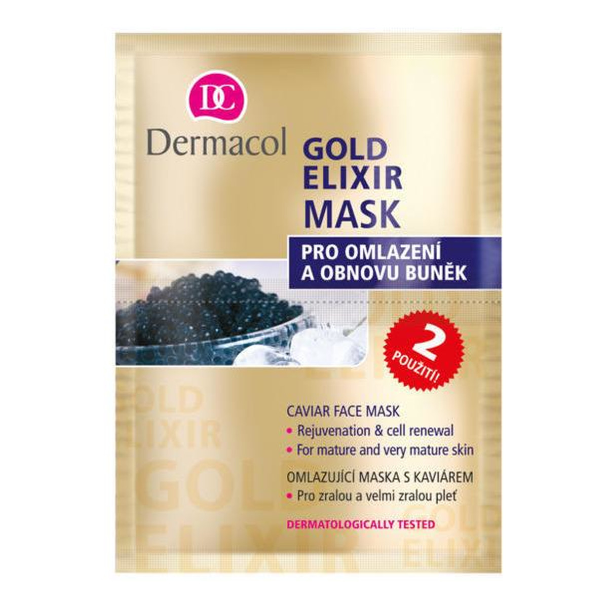 Dermacol Gold elixir caviar face mask maseczka do twarzy z kawiorem 2x8g 16g