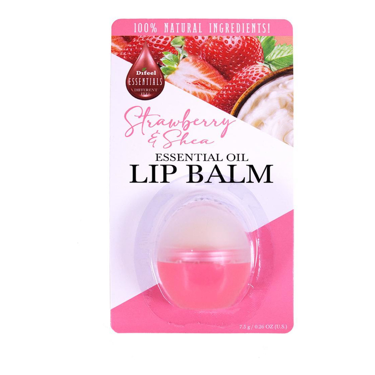 Difeel Essential Oil Lip Balm naturalny Balsam do ust strawberry & shea 7,5 g