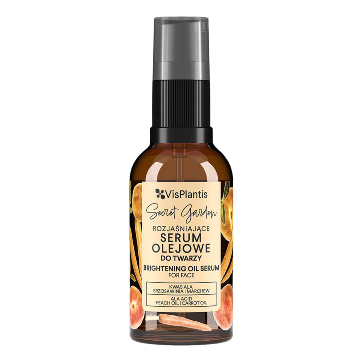 Vis Plantis Secret Garden Rozjaśniające serum olejowe do twarzy Kwas ALA & Brzoskwinia & Marchew 30ml