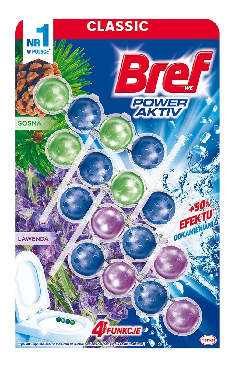 Power aktiv zawieszka myjąco-zapachowa do muszli sosna i lawenda 4x50g