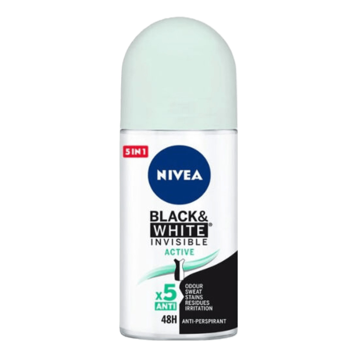 Nivea Black & White Invisible Active 48H Antyperspirant Roll-On Damski 50ml