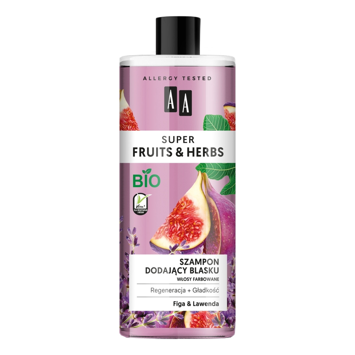 AA Super Fruits & Herbs szampon dodający blasku włosy farbowane Figa & Lawenda 500ml