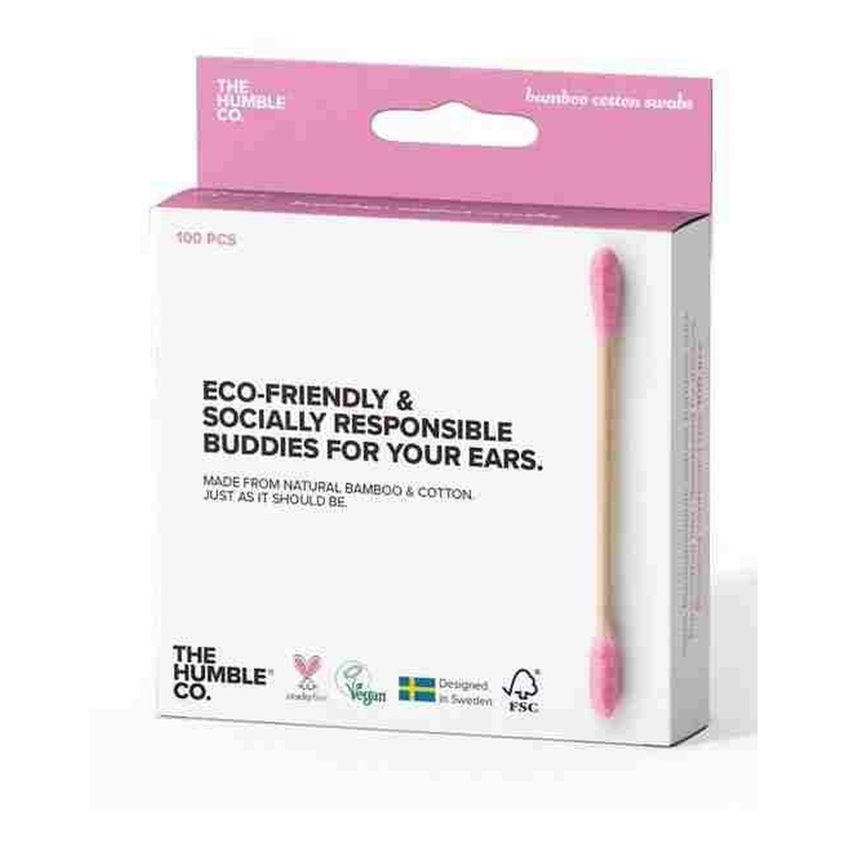 Humble Brush Patyczki Kosmetyczne Eco-Friendly Z Naturalnego Bambusa Pink 100szt.