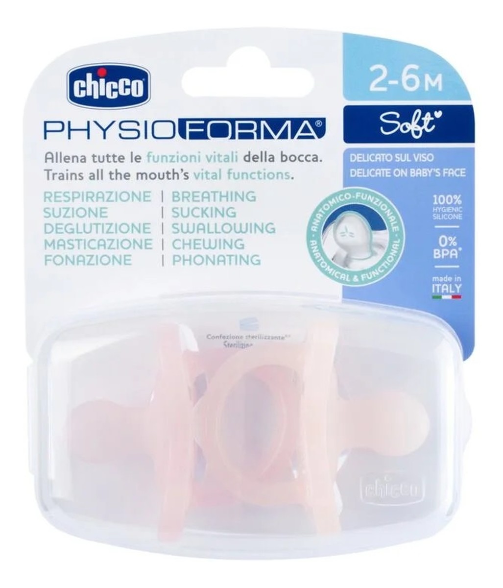 Physioforma soft smoczek silikonowy uspokajający 2-6m różowy 2szt.