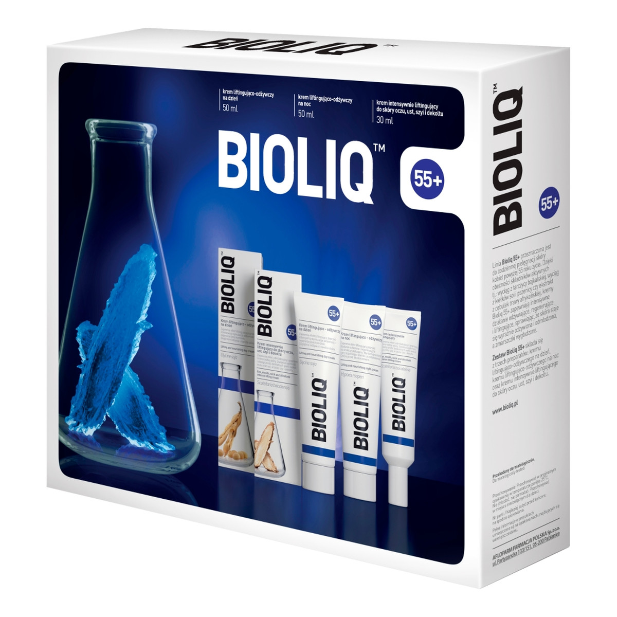 Bioliq 55+ Zestaw krem intensywnie liftingujący 30 ml + krem na dzień 50 ml + krem na noc 50 ml