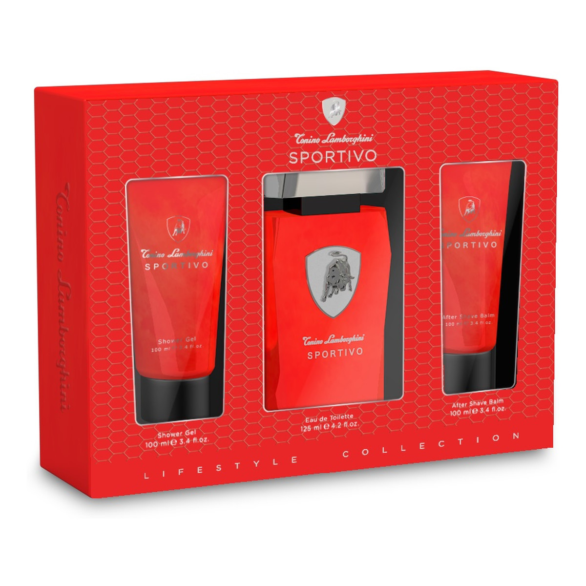 Tonino Lamborghini Sportivo Zestaw woda toaletowa spray 125ml + balsam po goleniu 100ml + żel pod prysznic 100ml