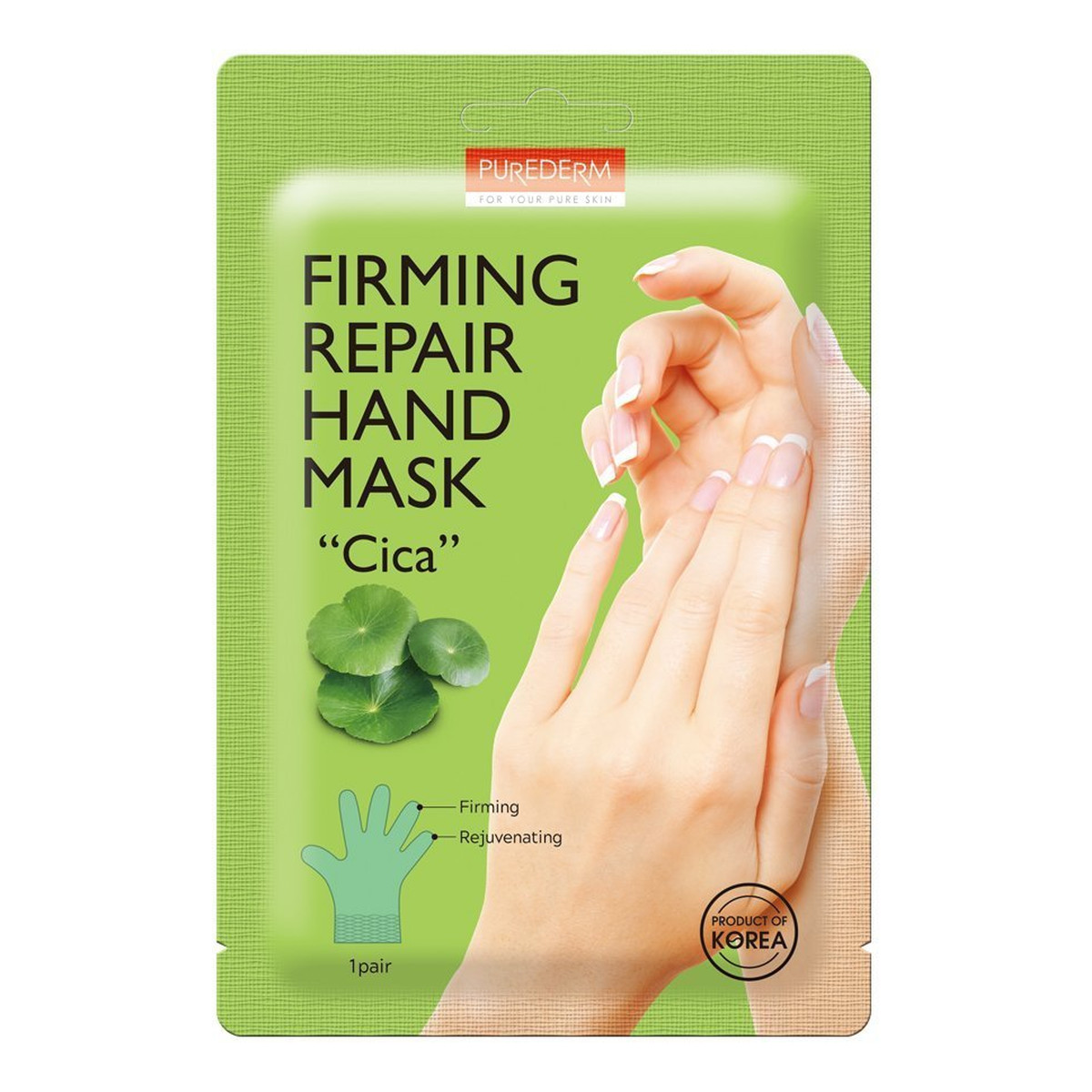 Purederm Firming repair hand mask “cica” ujędrniająco-regenerująca maseczka do dłoni z wąkrotką azjatycką 1 para