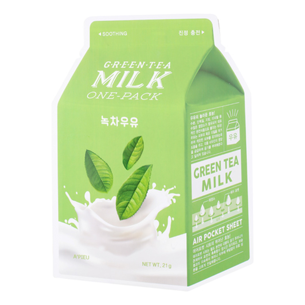 A'Pieu Milk One-pack Kojąca Maseczka W Płachcie Green Tea 20g