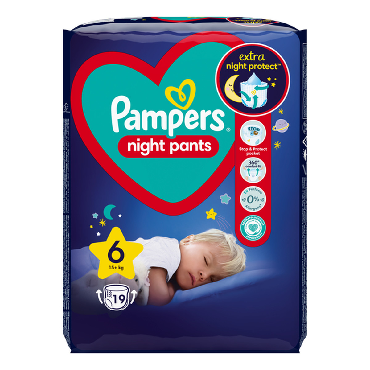 Pampers NIGHT PANTS PIELUCHOMAJTKI Rozmiar 6 /15+kg 19 sztuk