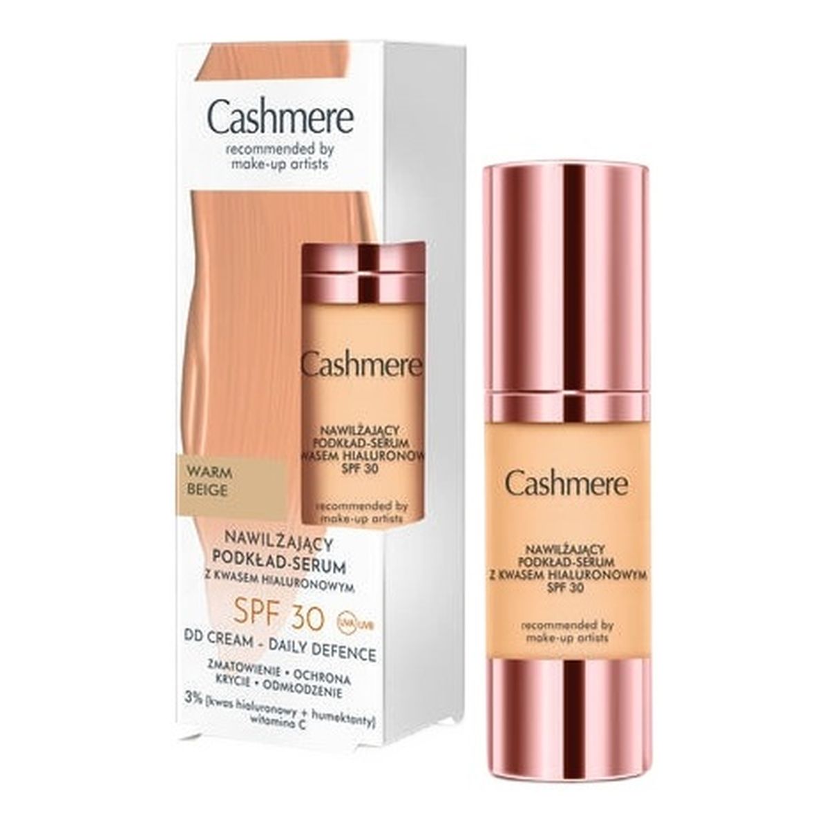 Cashmere Nawilżający podkład-serum z kwasem hialuronowym spf30 03 warm beige 30ml