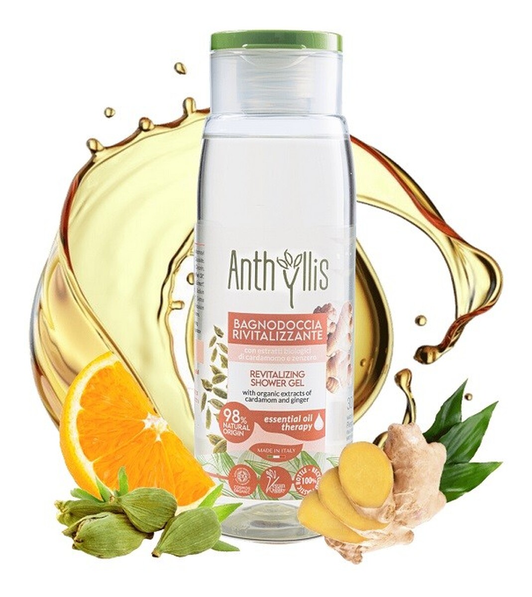 Bio Rewitalizujący żel pod prysznic z ekstraktami z organicznego kardamonu i imbiru