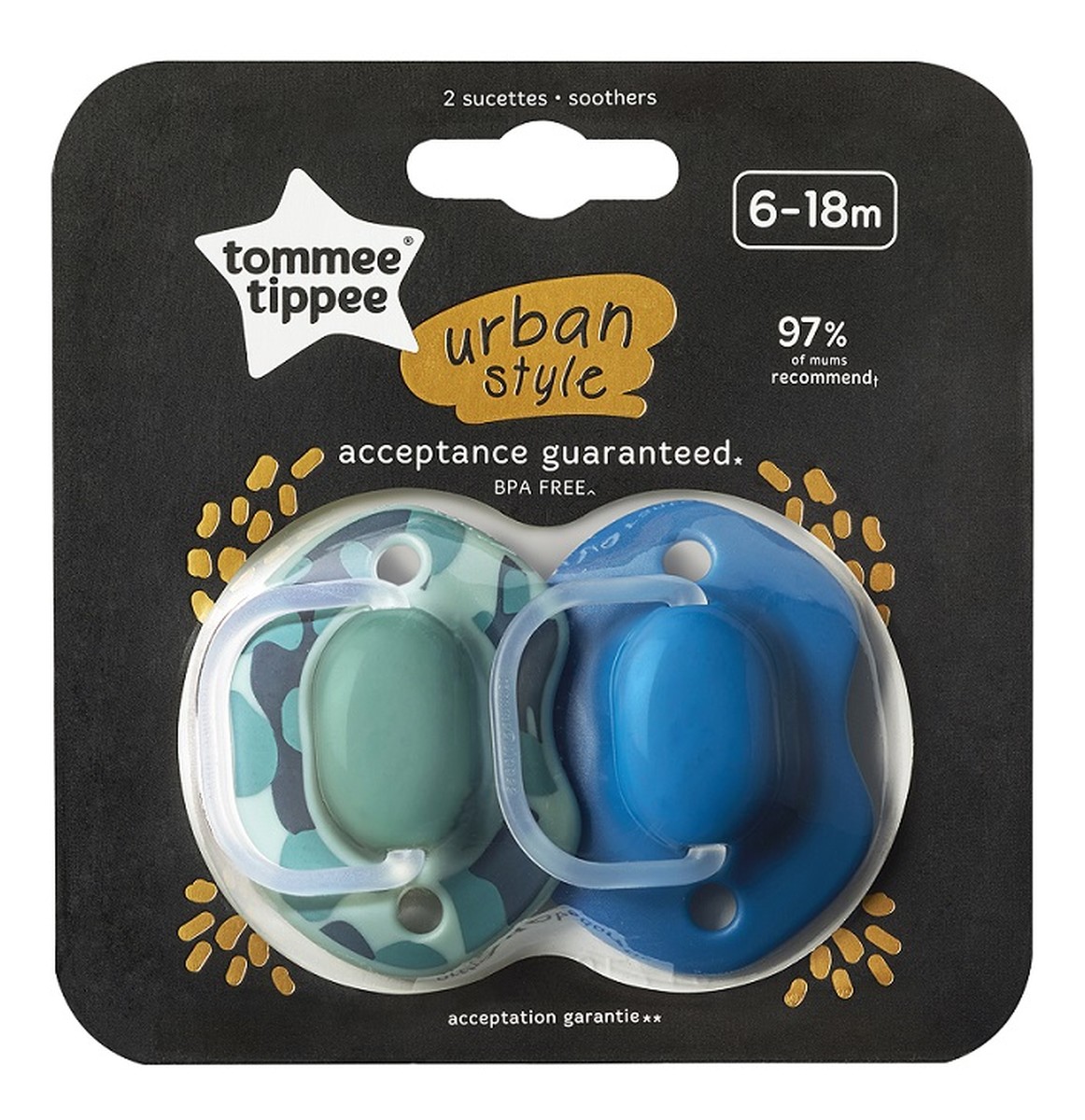 Urban smoczek uspokajający 6-18m boy 2szt