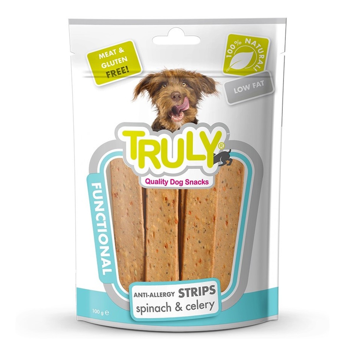 Dog snacks przekąski dla psa functional-paseczki ze szpinakiem i selerem (anty-alergiczne)