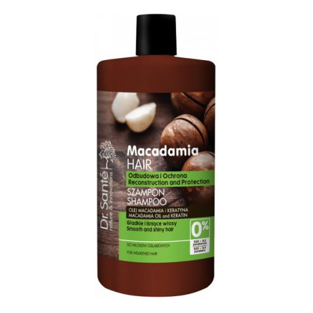 Dr. Sante Macadamia Hair Szampon Do Włosów z Olejem Macadamia i Keratyną Odbudowujący, Ochronny 1000ml