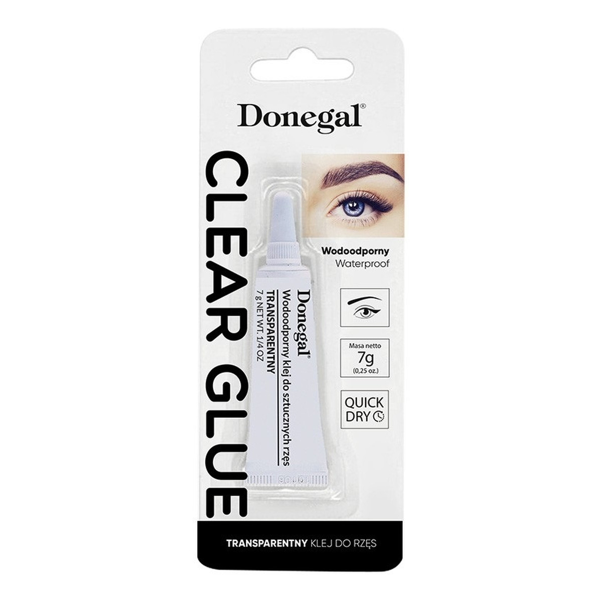 Donegal Clear glue wodoodporny klej do rzęs transparentny 7g