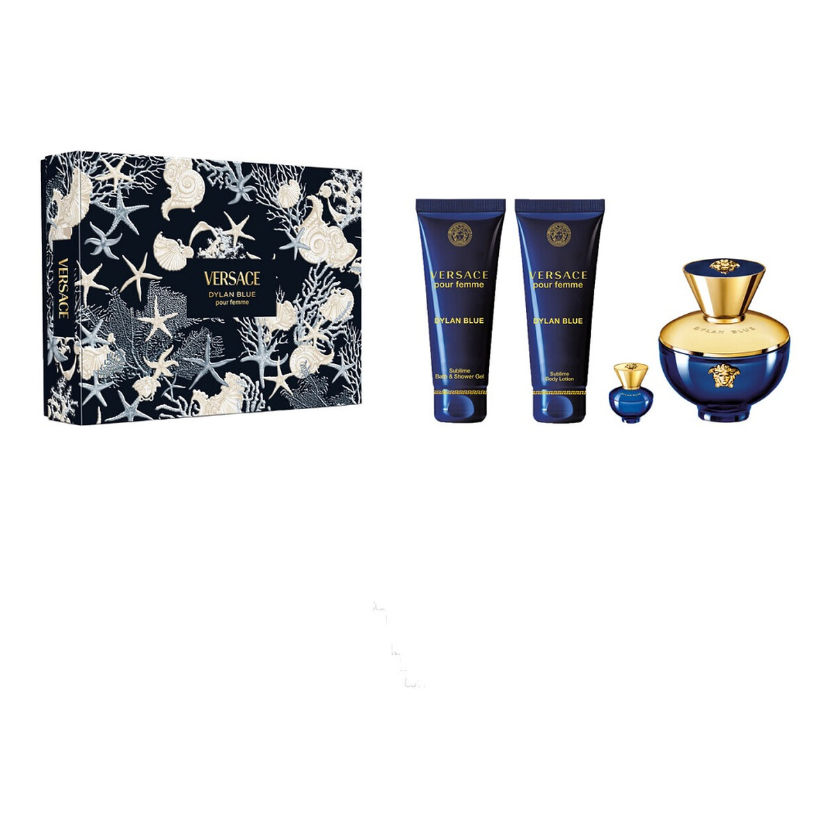 Versace Dylan Blue Pour Femme Zestaw woda perfumowana spray 100ml + żel pod prysznic 100ml + balsam do ciała 100ml + miniatura wody perfumowanej 5ml